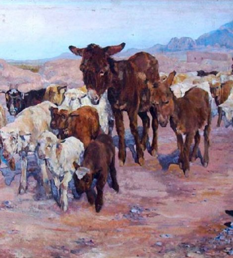 Rebaño de cabras y burros