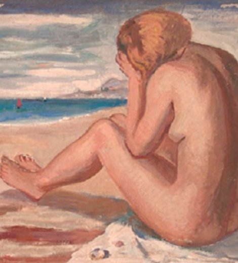 Desnudo en la playa